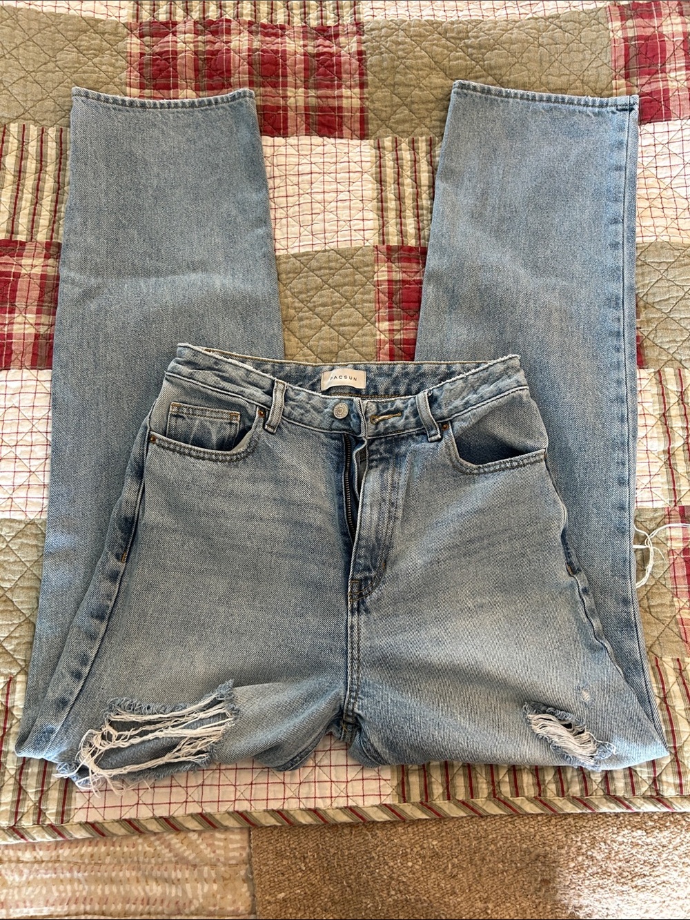 PacSun Light Blue Straight Leg Distressed Jeans